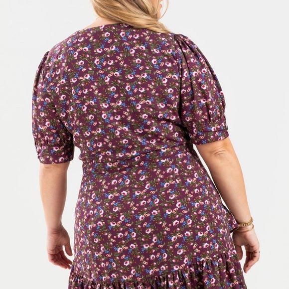 Mi Ami floral NWT 2X purple floral dress button front ruffles plus size dresses - Picture 7 of 14